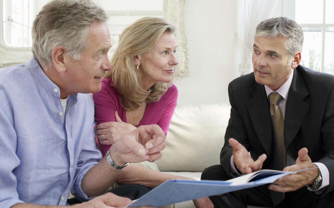 Senior couple in a meeting with a financial professional